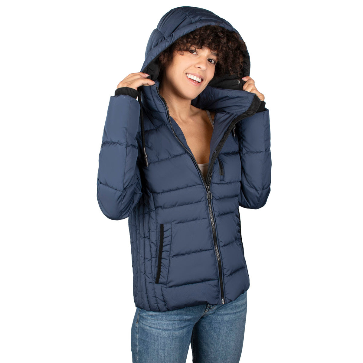 Chamarra Capitonada Gorro Ajustable Mujer