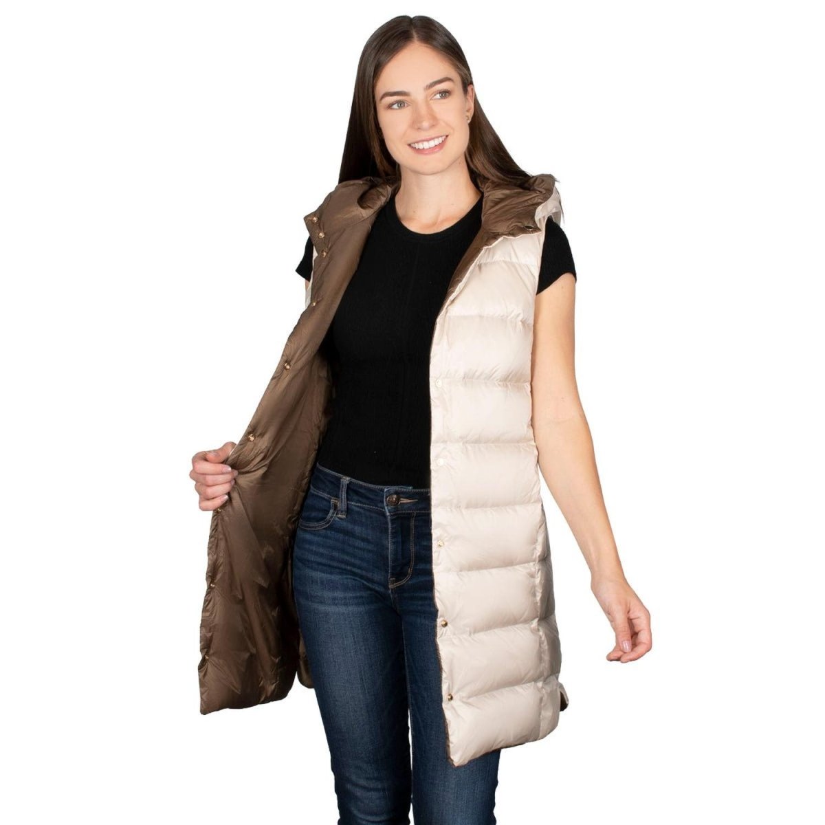 Chaleco Largo Relleno de Pluma Ligera Mujer - Greenlander