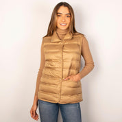 Chaleco Para Mujer Capitonado De Pluma Y Cuello Alto - Greenlander