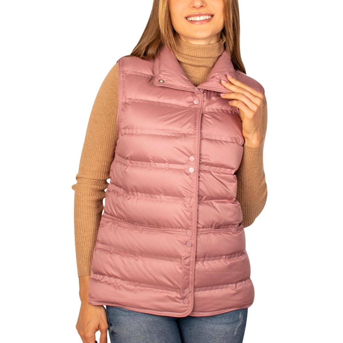 Chaleco Para Mujer Capitonado De Pluma Y Cuello Alto - Greenlander