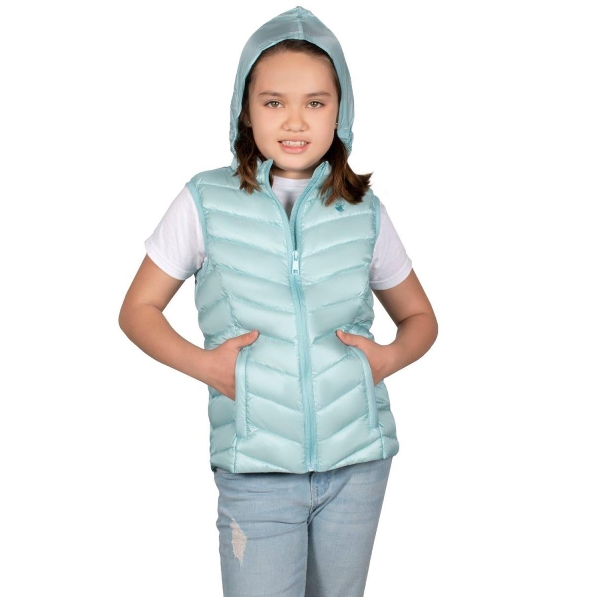 Chaleco Pluma Ligera Con Gorro Niña - Greenlander