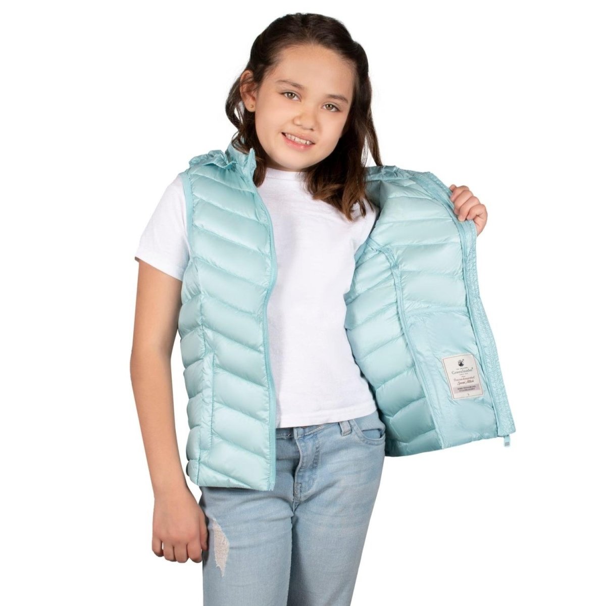 Chaleco Pluma Ligera Con Gorro Niña - Greenlander