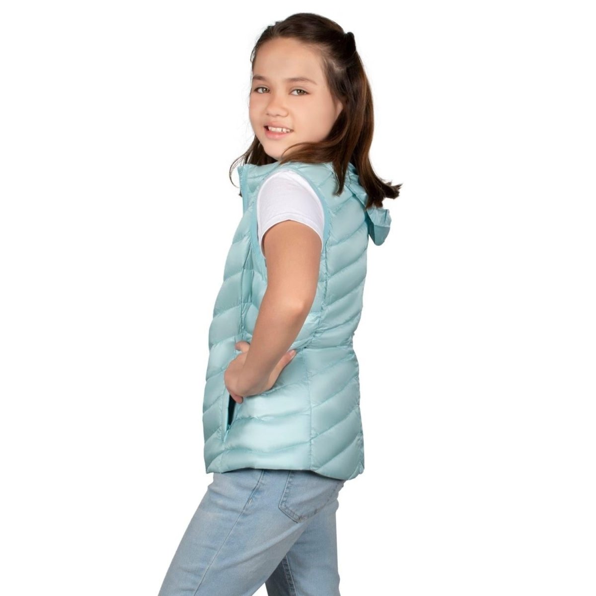 Chaleco Pluma Ligera Con Gorro Niña - Greenlander