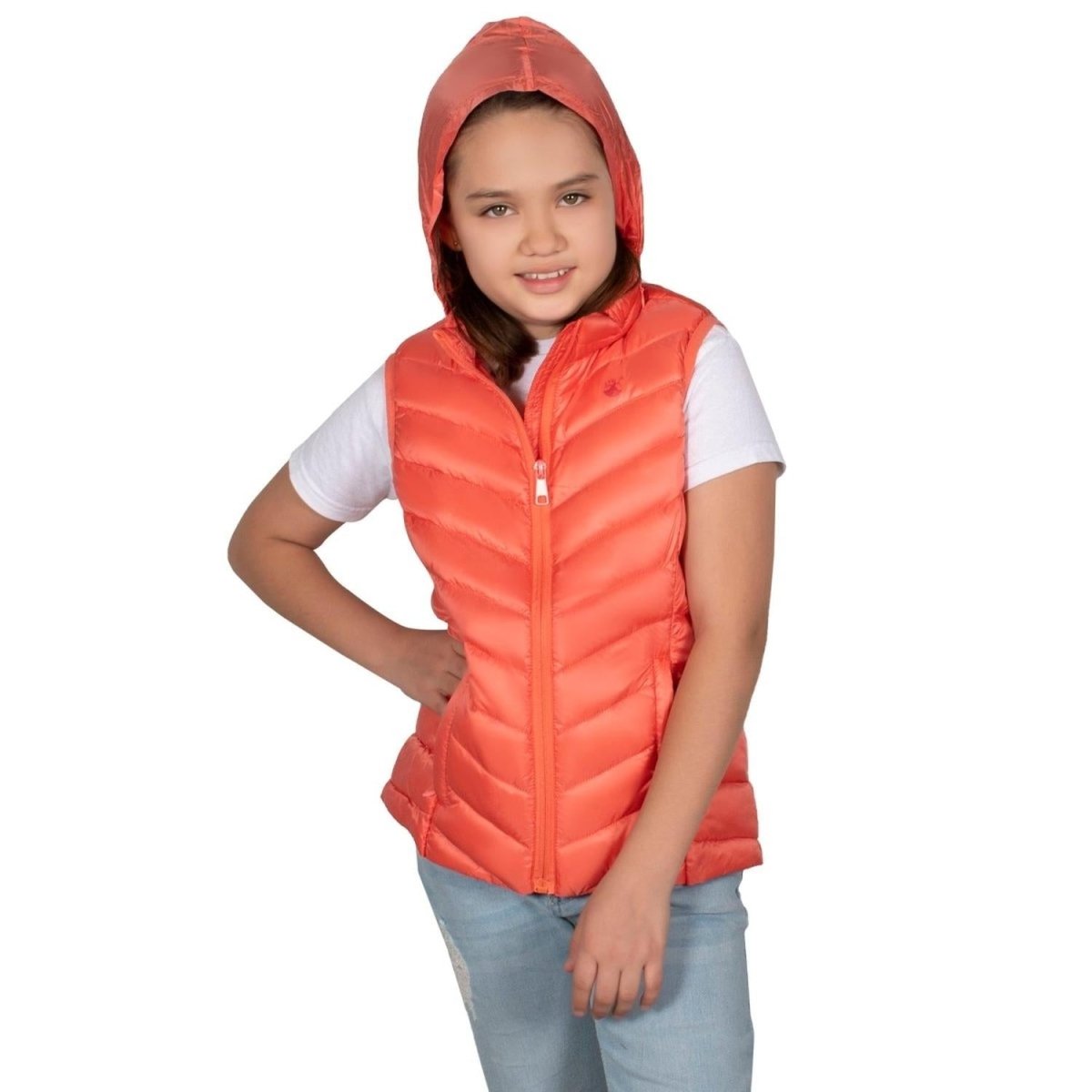 Chaleco Pluma Ligera Con Gorro Niña - Greenlander