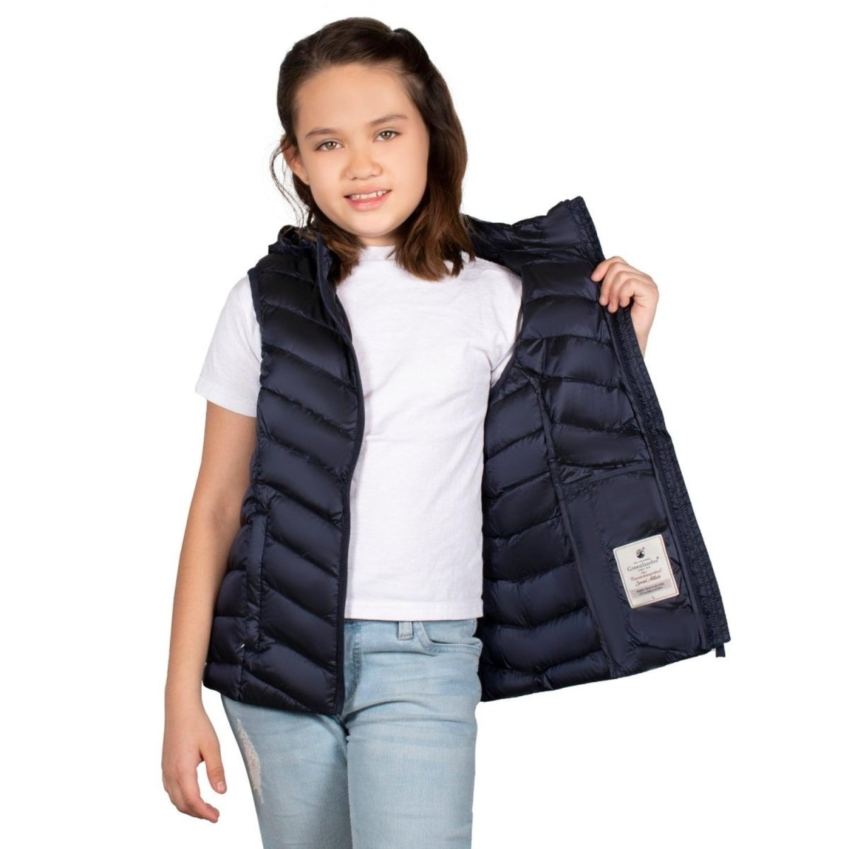 Chaleco Pluma Ligera Con Gorro Niña - Greenlander