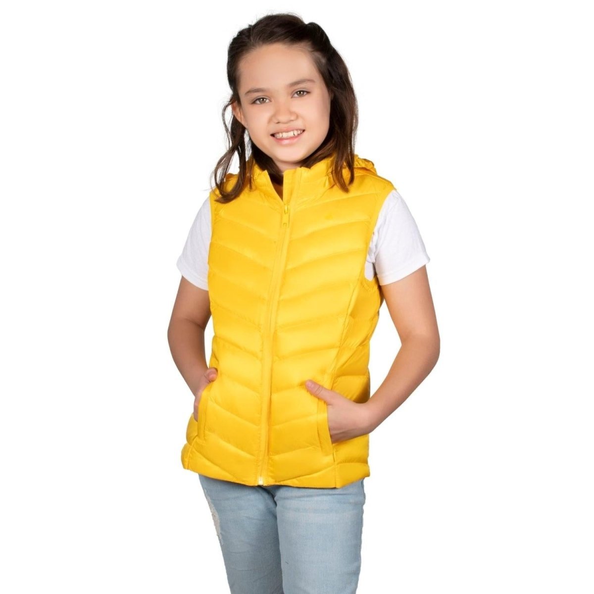 Chaleco Pluma Ligera Con Gorro Niña - Greenlander