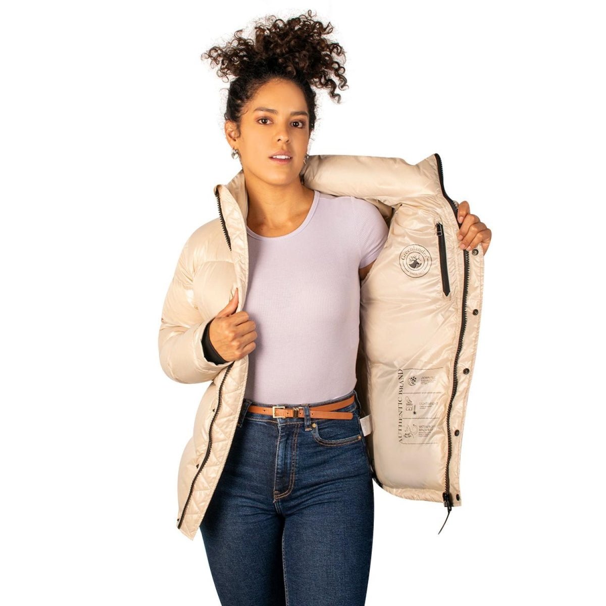 Chamarra Capitonada Brillosa De Pluma Mujer - Greenlander