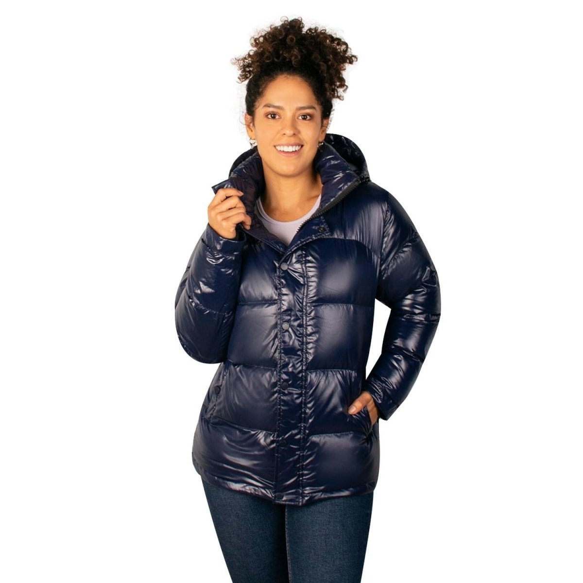 Chamarra Capitonada Brillosa De Pluma Mujer - Greenlander