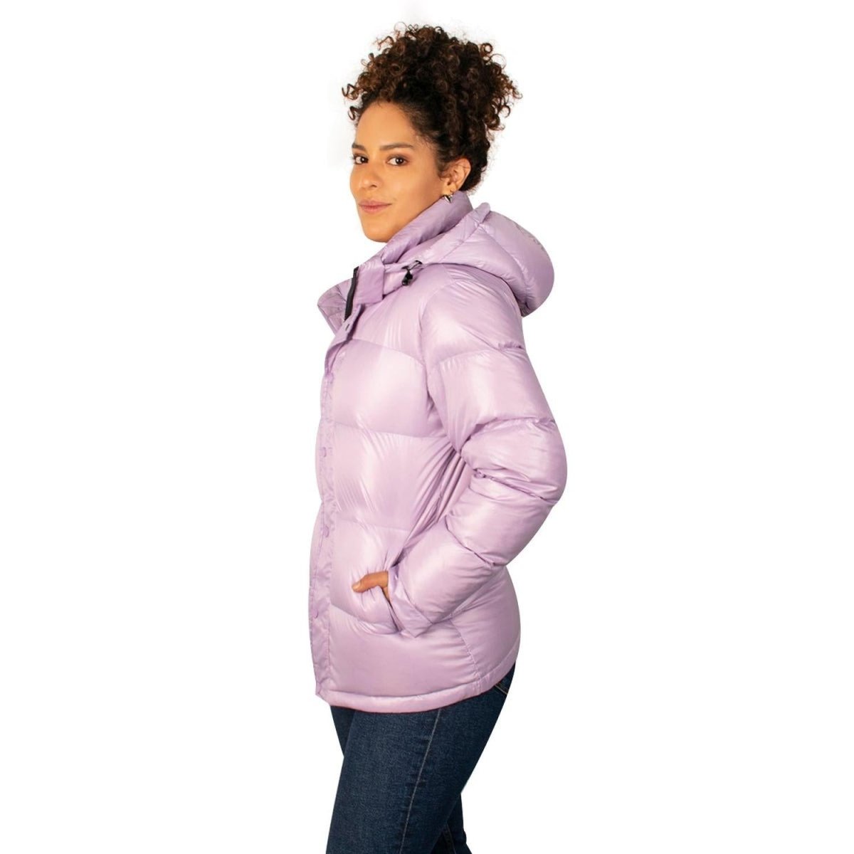 Chamarra Capitonada Brillosa De Pluma Mujer - Greenlander