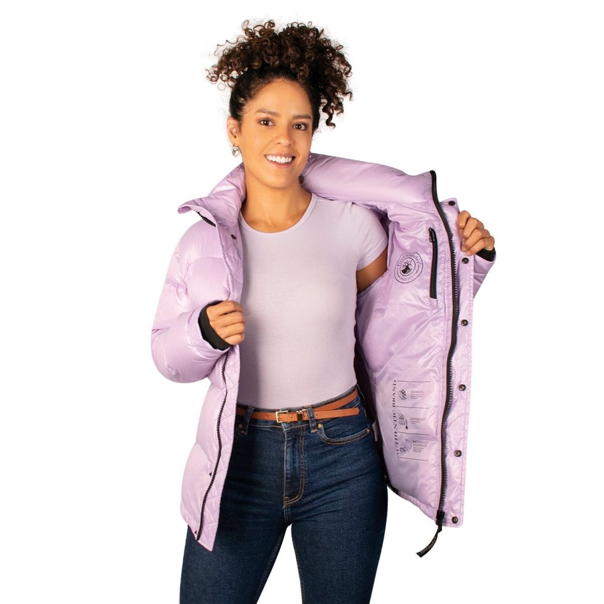 Chamarra Capitonada Brillosa De Pluma Mujer - Greenlander