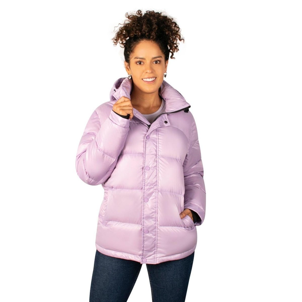 Chamarra Capitonada Brillosa De Pluma Mujer - Greenlander