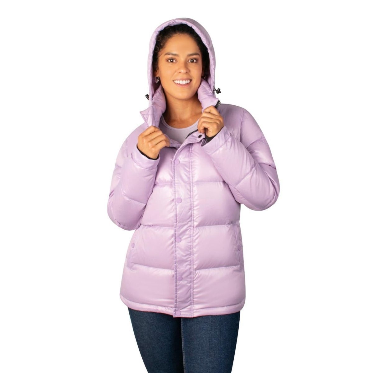 Chamarra Capitonada Brillosa De Pluma Mujer - Greenlander