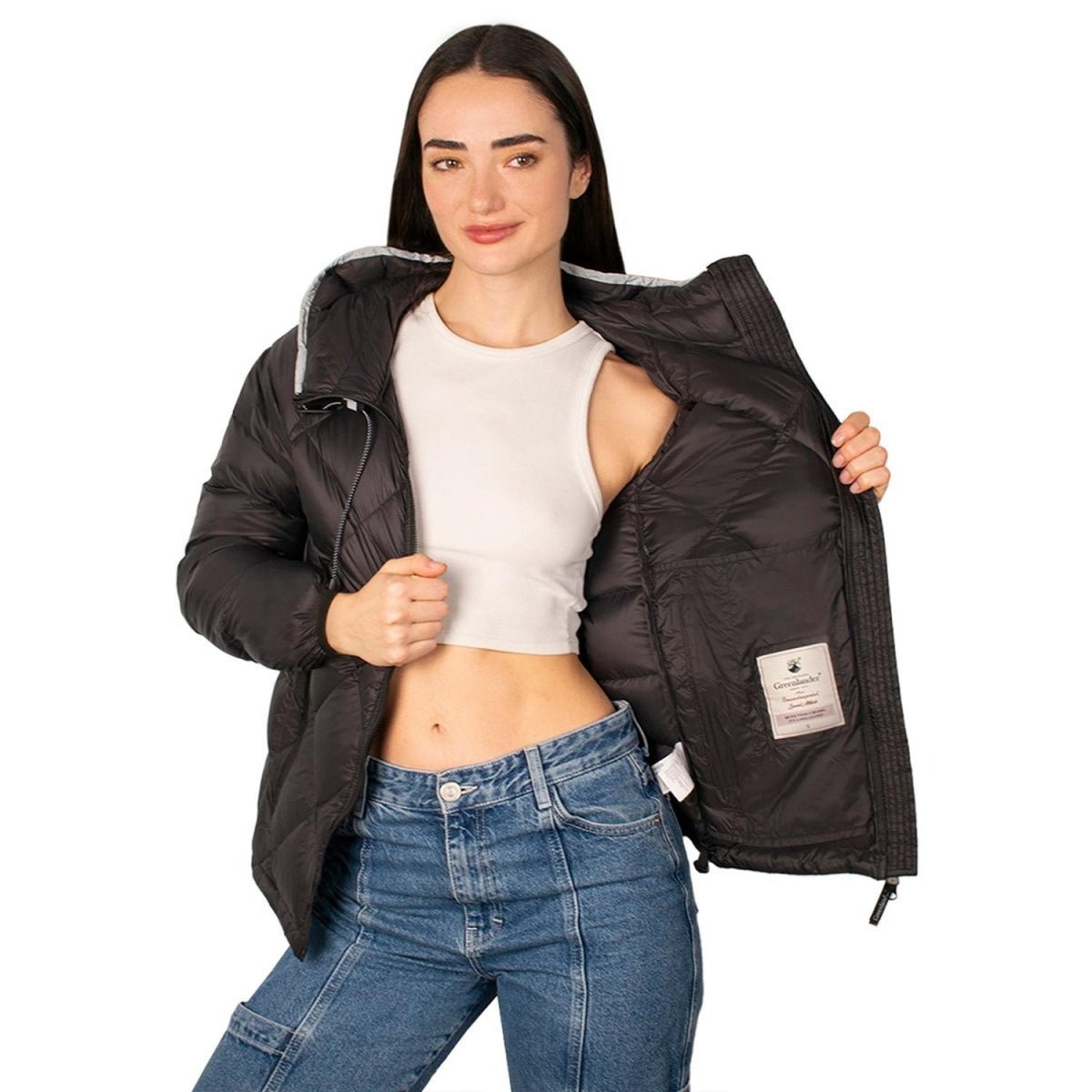 Chamarra Capitonada con Capucha de Pluma Greenlander Mujer - Greenlander