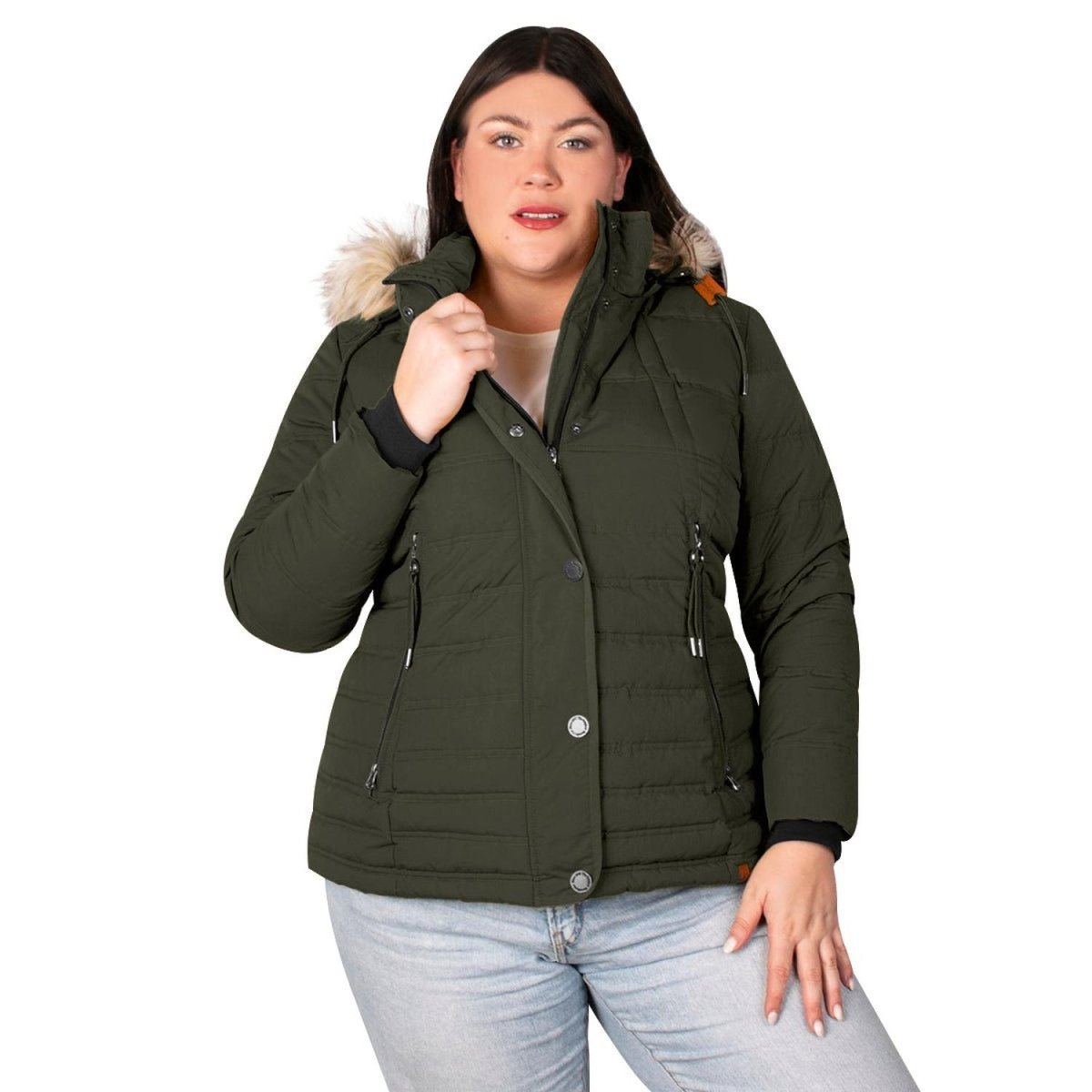 Chamarra Capitonada Con Gorro Desmontable de Peluche Greenlander Mujer Plus Size - Greenlander