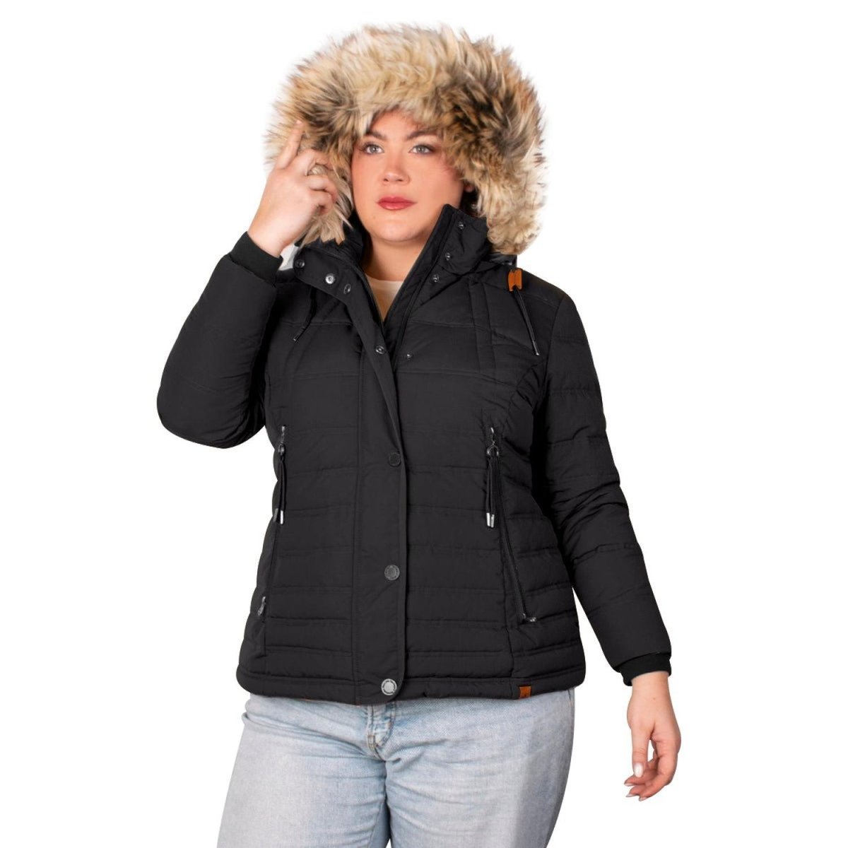 Chamarra Capitonada Con Gorro Desmontable de Peluche Greenlander Mujer Plus Size - Greenlander