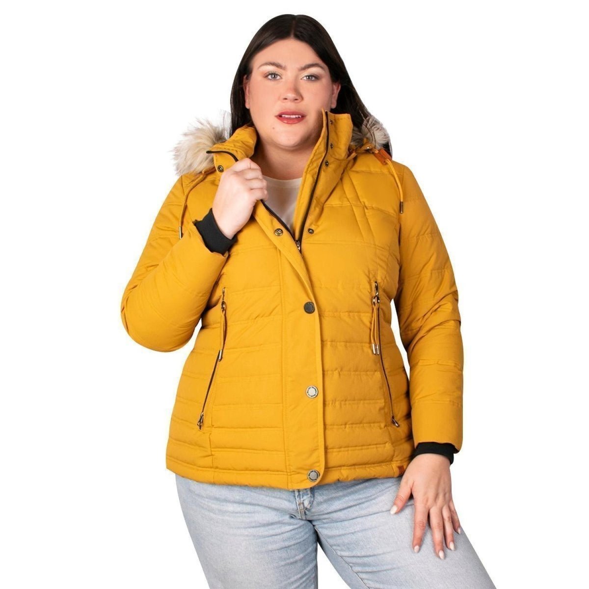 Chamarra Capitonada Con Gorro Desmontable de Peluche Greenlander Mujer Plus Size - Greenlander