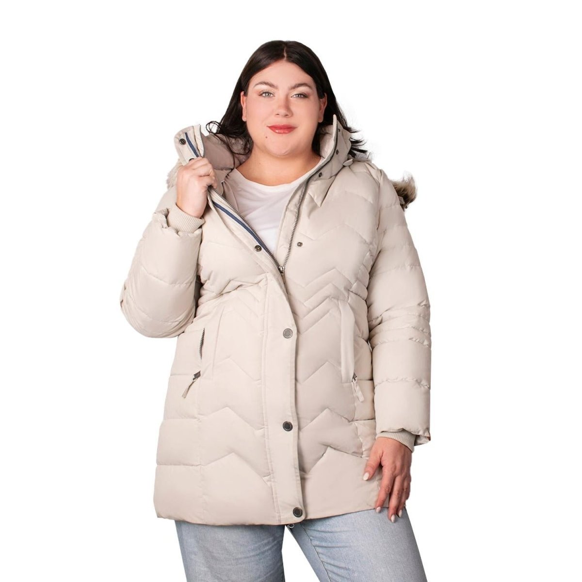 Chamarra Capitonada con Gorro Desmontable Mujer Plus Size - Greenlander