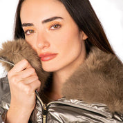 Chamarra Capitonada Cuello Alto Terminado Brillante Mujer - Greenlander