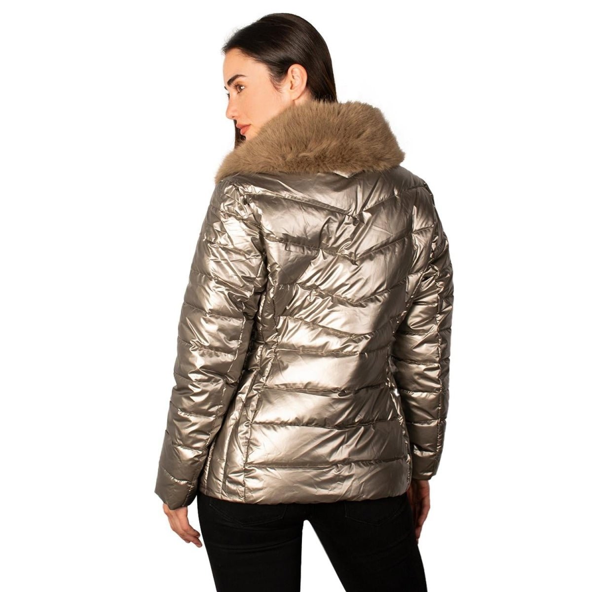 Chamarra Capitonada Cuello Alto Terminado Brillante Mujer - Greenlander
