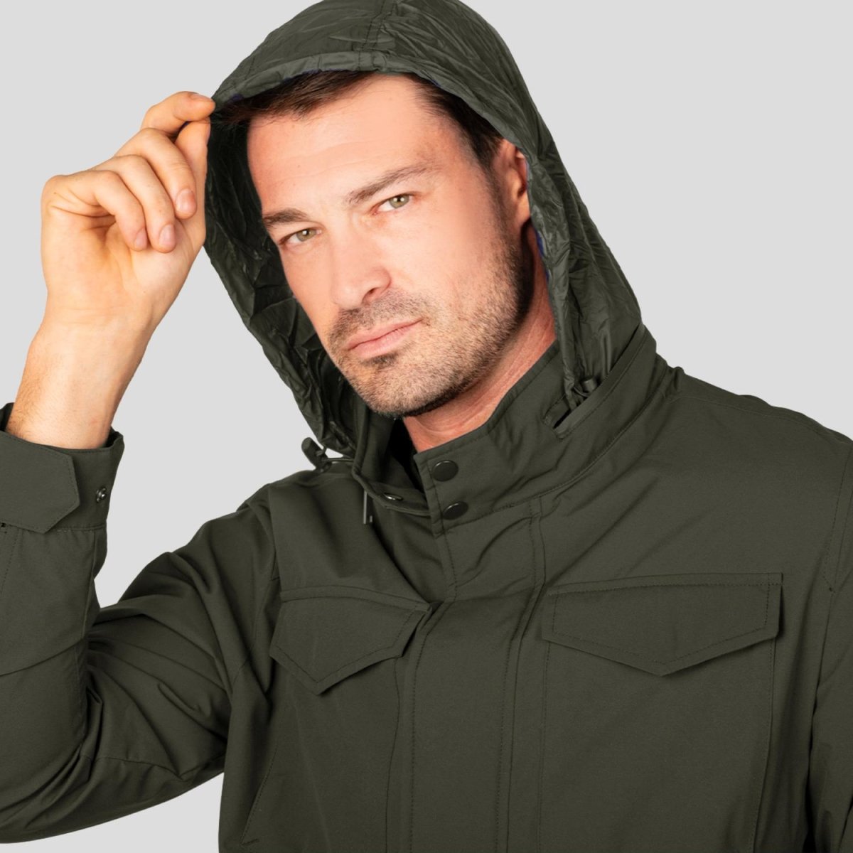 Chamarra con capucha oculta para hombre y cuello alto Greenlander - Greenlander