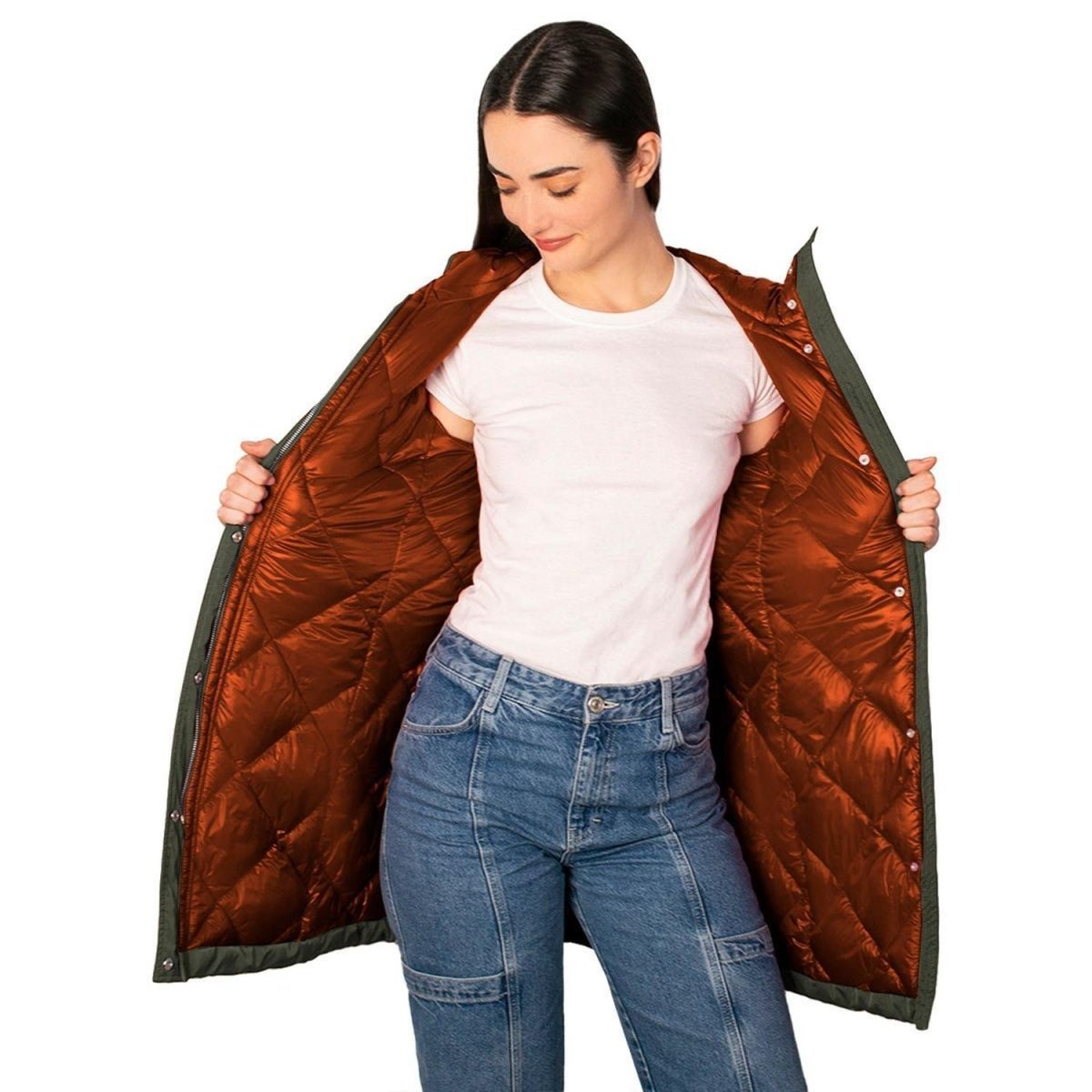 Chamarra Con Gorro Fijo y Forro Capitonado en Contraste Greenlander Mujer - Greenlander