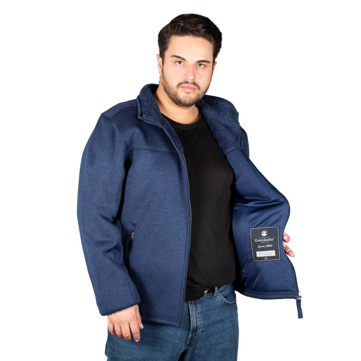 Chamarra Cuello Alto Jaspeada Hombre Plus Size - Greenlander
