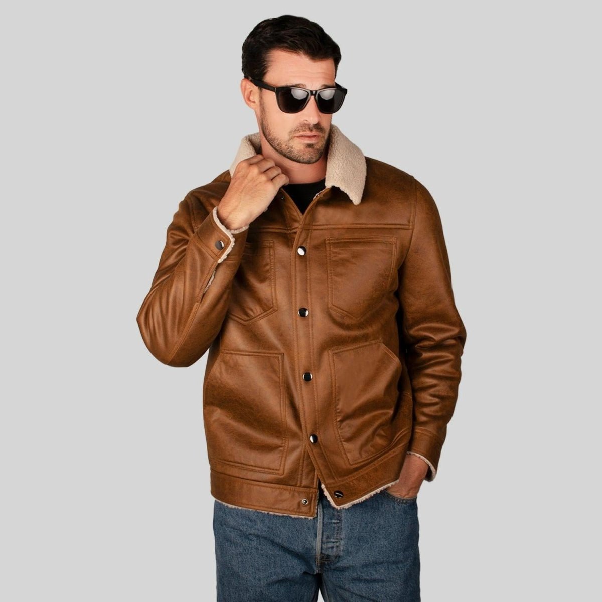 Chamarra De Gamuza Para Hombre Con Cuello De Sherpa Greenlander - Greenlander