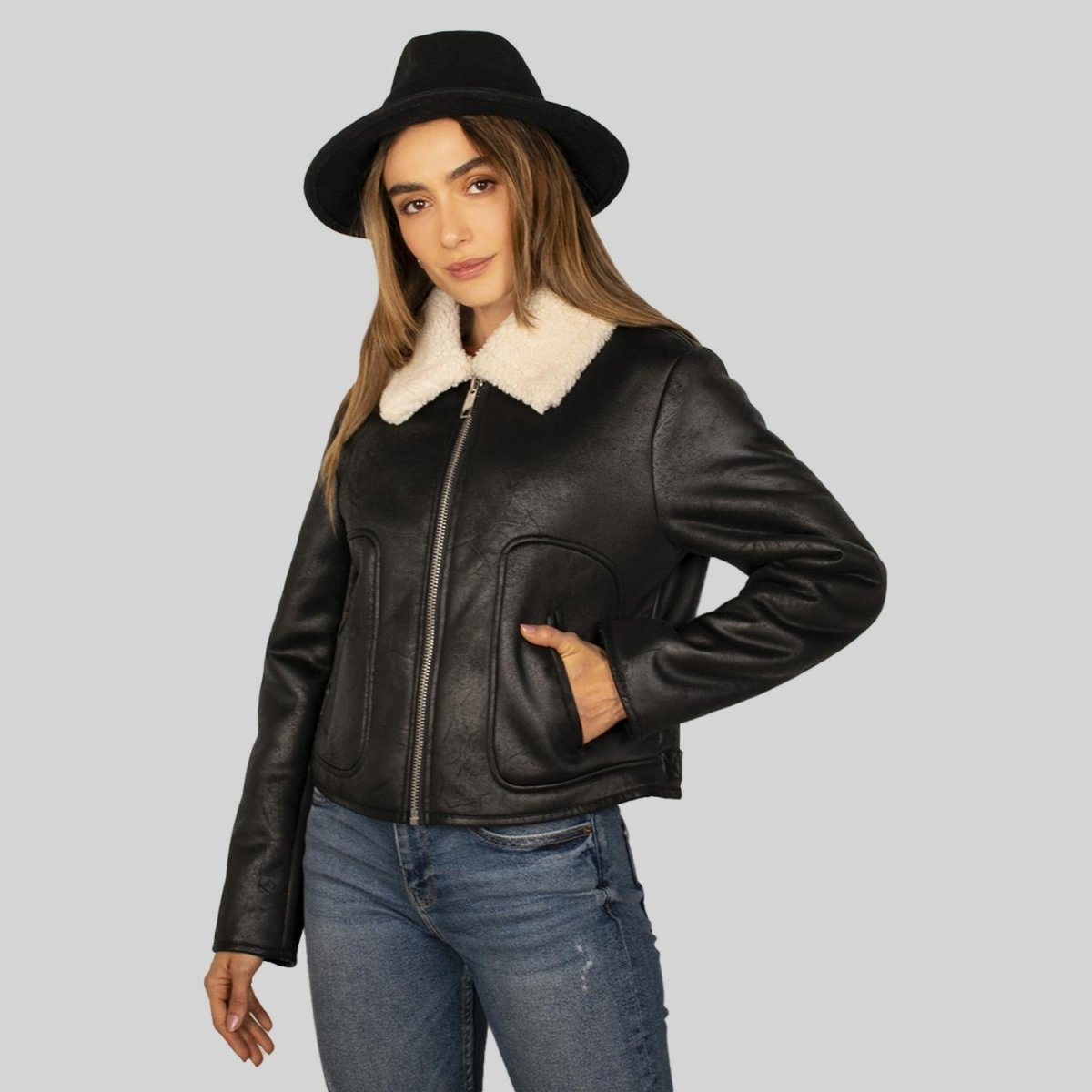 Chamarra de gamuza para mujer con cuello de peluche Greenlander - Greenlander