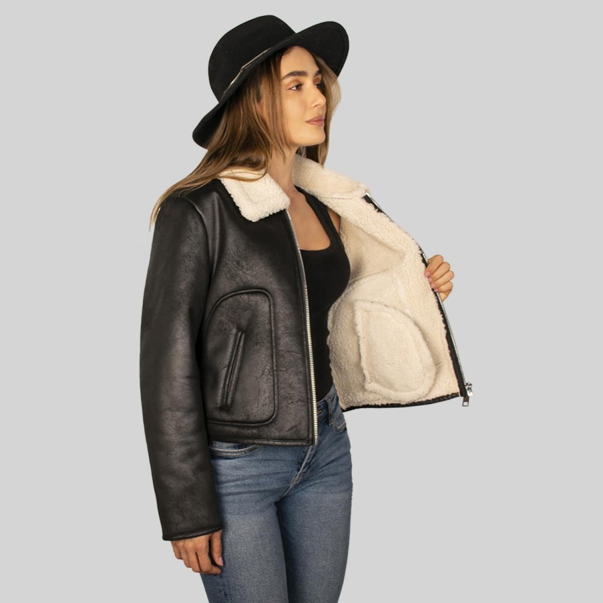 Chamarra de gamuza para mujer con cuello de peluche Greenlander - Greenlander