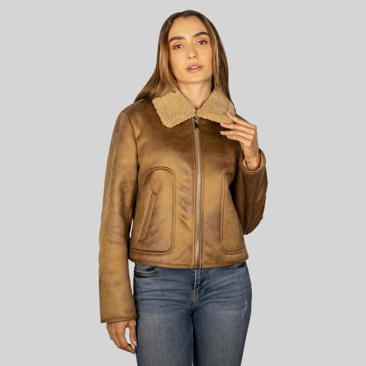 Chamarra de gamuza para mujer con cuello de peluche Greenlander - Greenlander