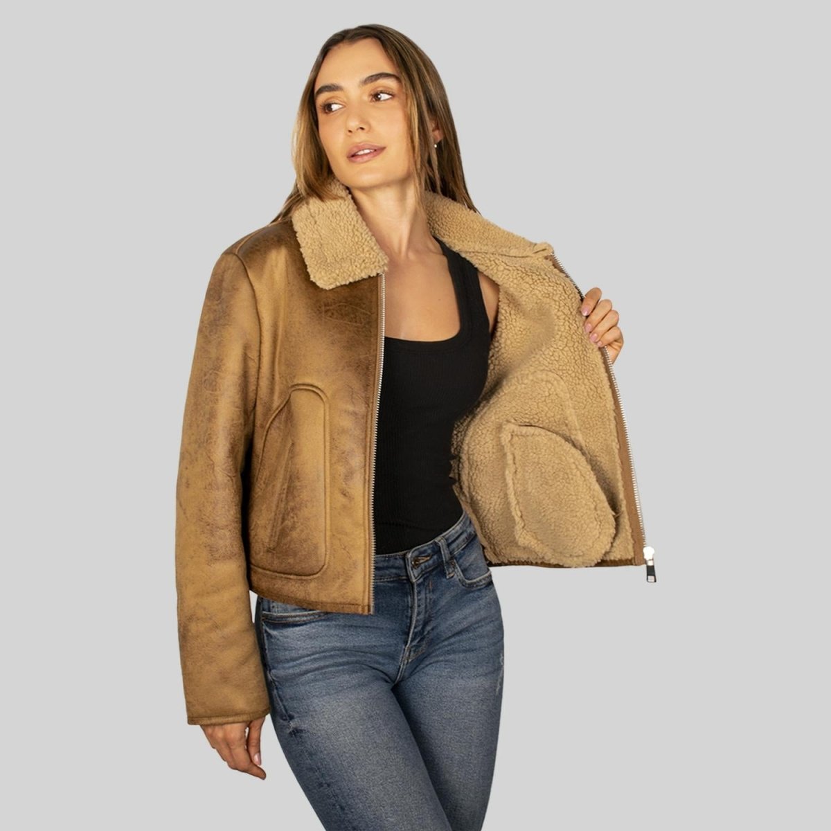 Chamarra de gamuza para mujer con cuello de peluche Greenlander - Greenlander