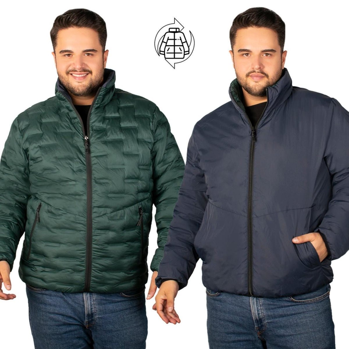 Chamarra Doblevista Capitonada Con Termo Sellado Greenlander Hombre Plus Size - Greenlander