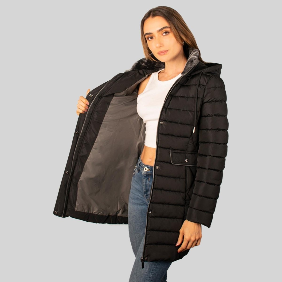 Chamarra larga capitonada para mujer con bolsillos Greenlander - Greenlander