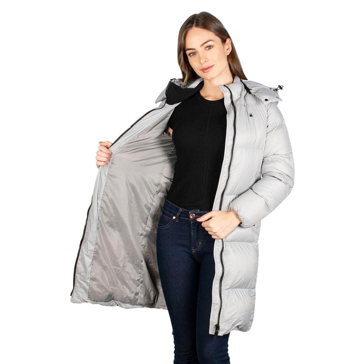 Chamarra Larga De Pluma Capitonada Mujer Premium - Greenlander