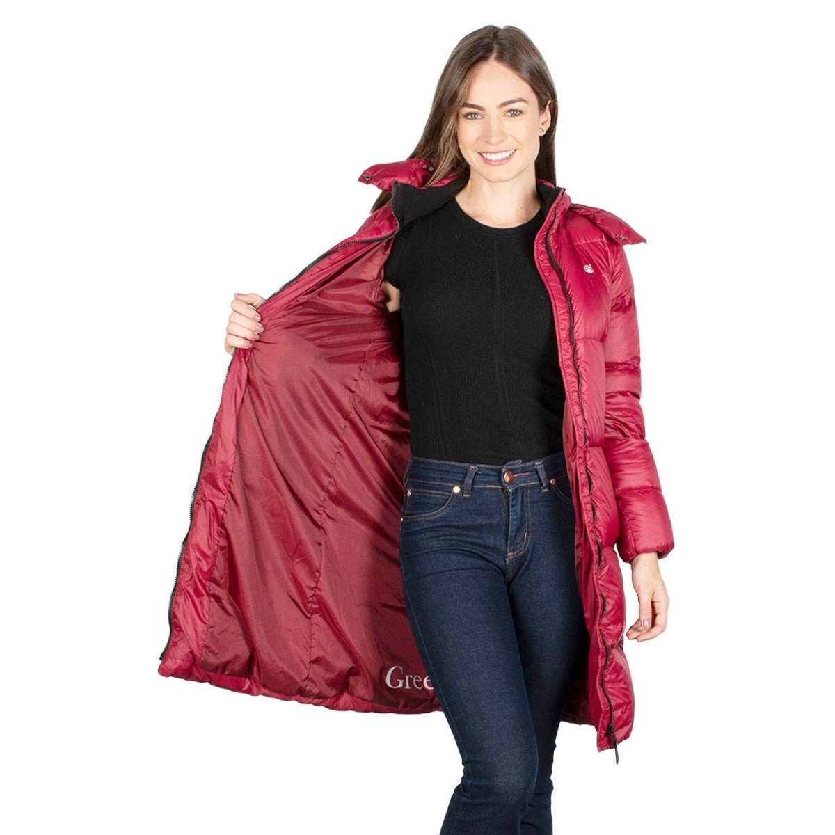 Chamarra Larga De Pluma Capitonada Mujer Premium - Greenlander