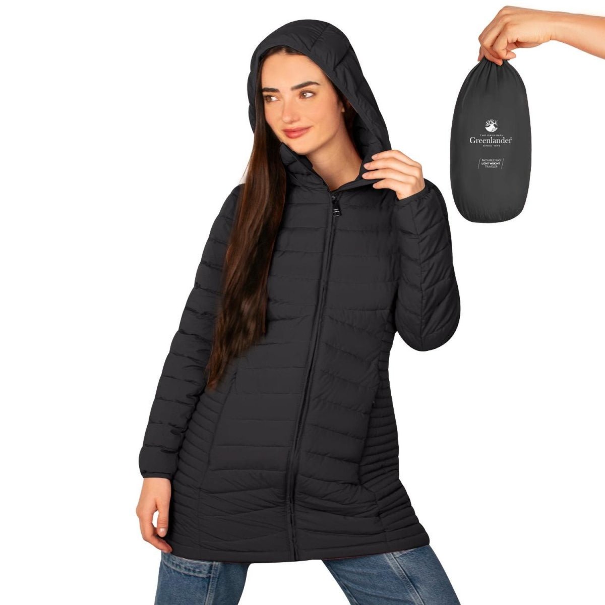 Chamarra Larga Mujer Packable Capitonada Greenlander - Greenlander