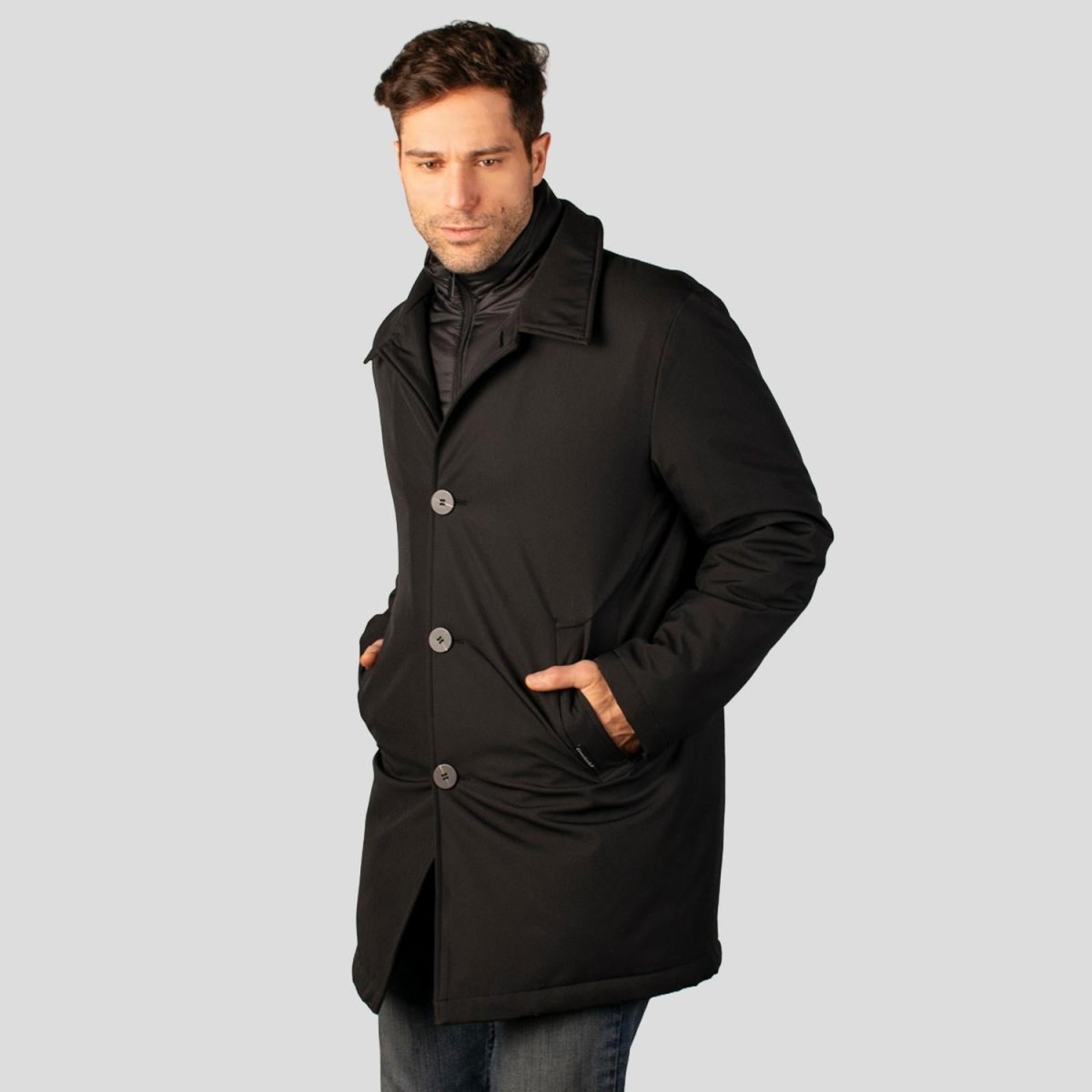 Chamarra larga para hombre con bolsillos y doble cuello Greenlander - Greenlander