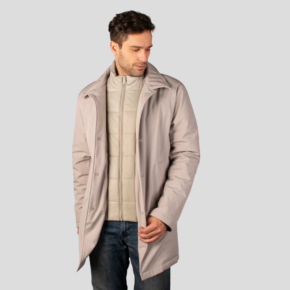 Chamarra larga para hombre con bolsillos y doble cuello Greenlander - Greenlander