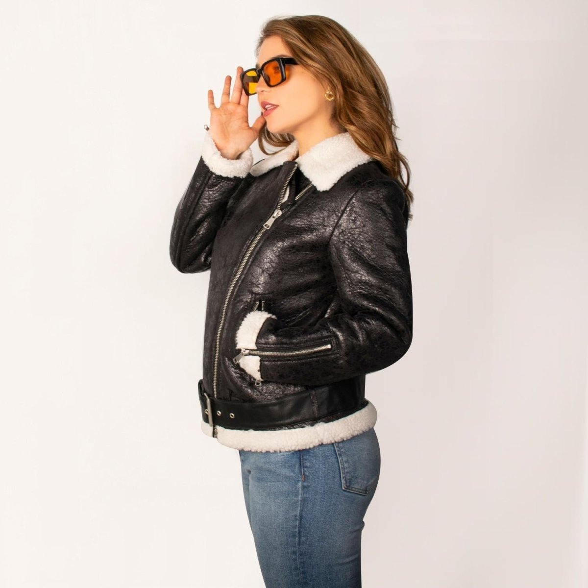 Chamarra Mujer de Gamuza con Destellos en Vinipiel - Greenlander