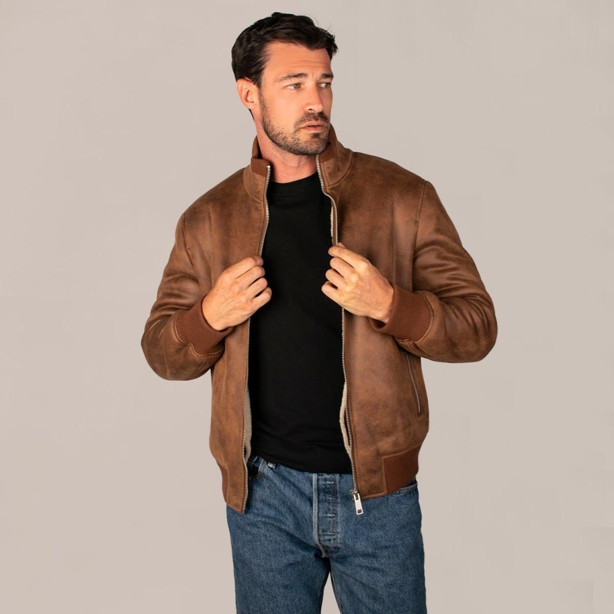 Chamarra Para Hombre De Gamuza Cuello Largo - Greenlander