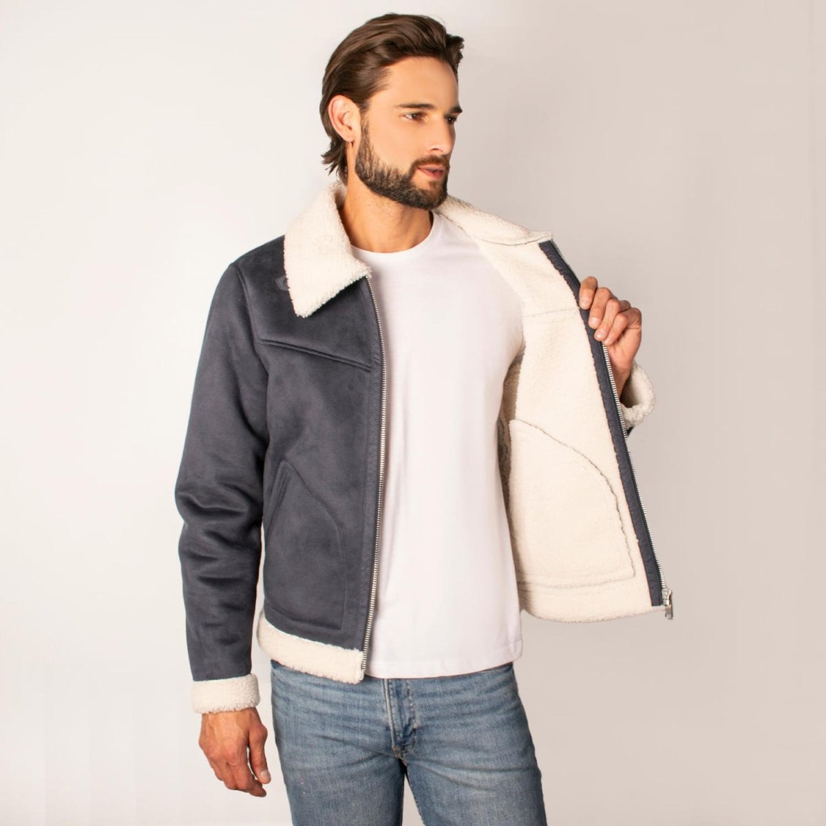 Chamarra Para Hombre De Gamuza Forro Sherpa - Greenlander