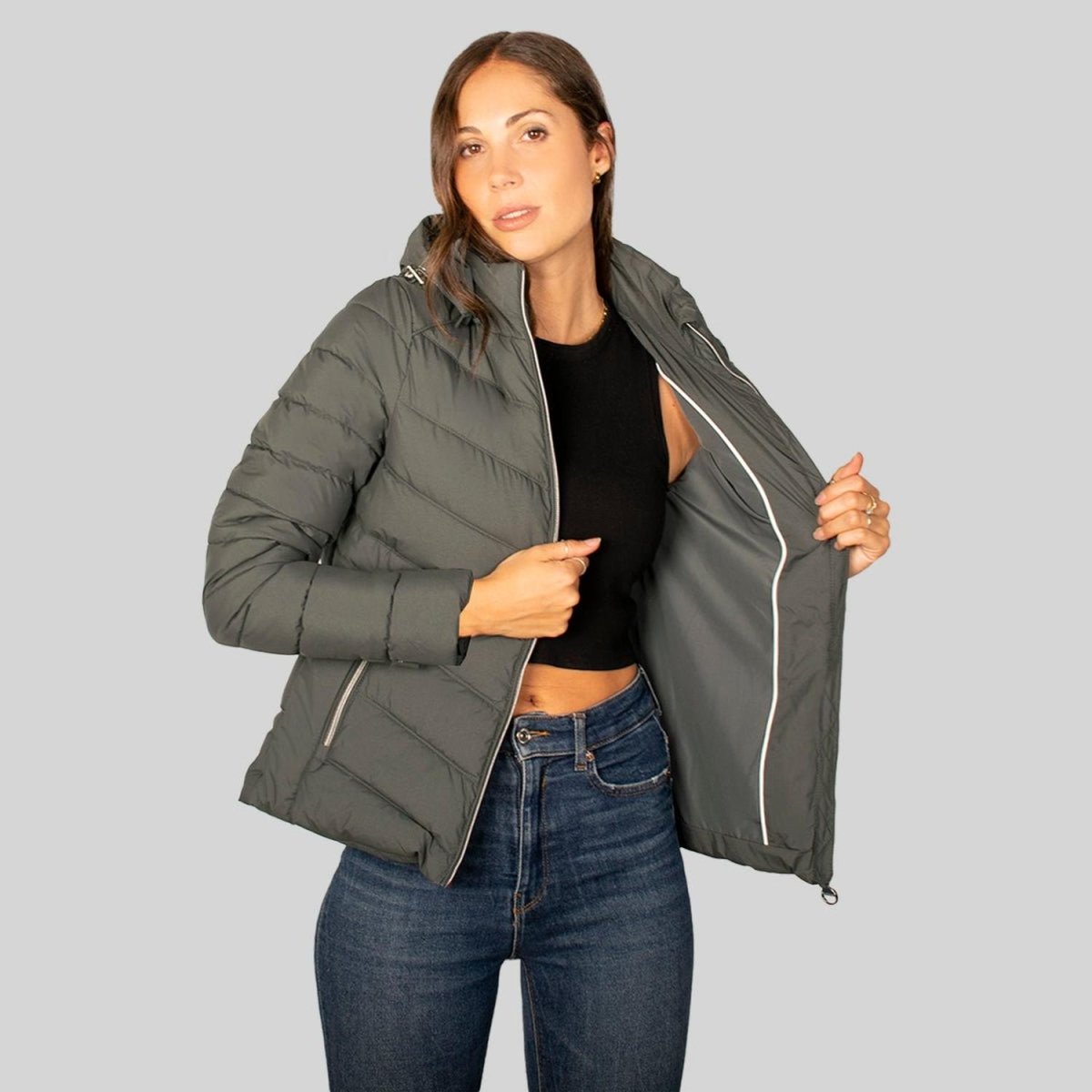 Chamarra Para Mujer Capitonada Con Gorro Desmontable - Greenlander