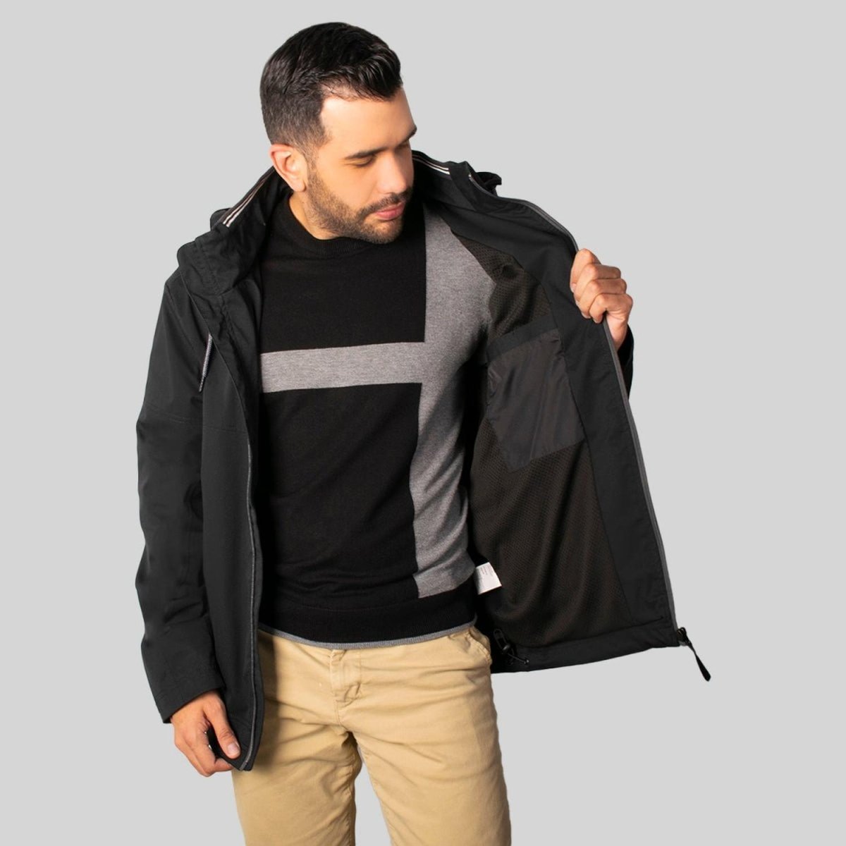 Chamarra Rompevientos Para Hombre con Forro de Mesh y Gorro Desmontable Greenlander - Greenlander