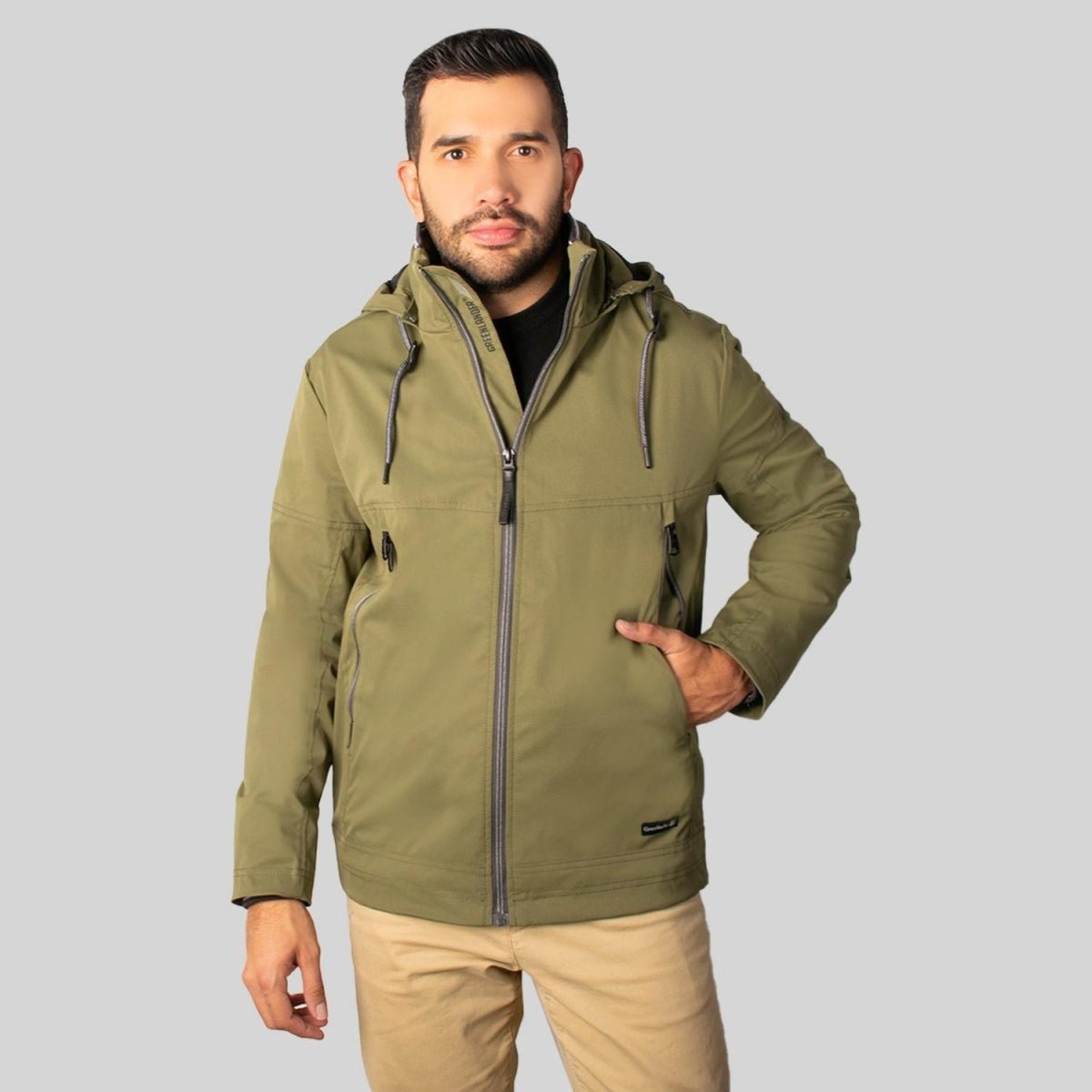 Chamarra Rompevientos Para Hombre con Forro de Mesh y Gorro Desmontable Greenlander - Greenlander