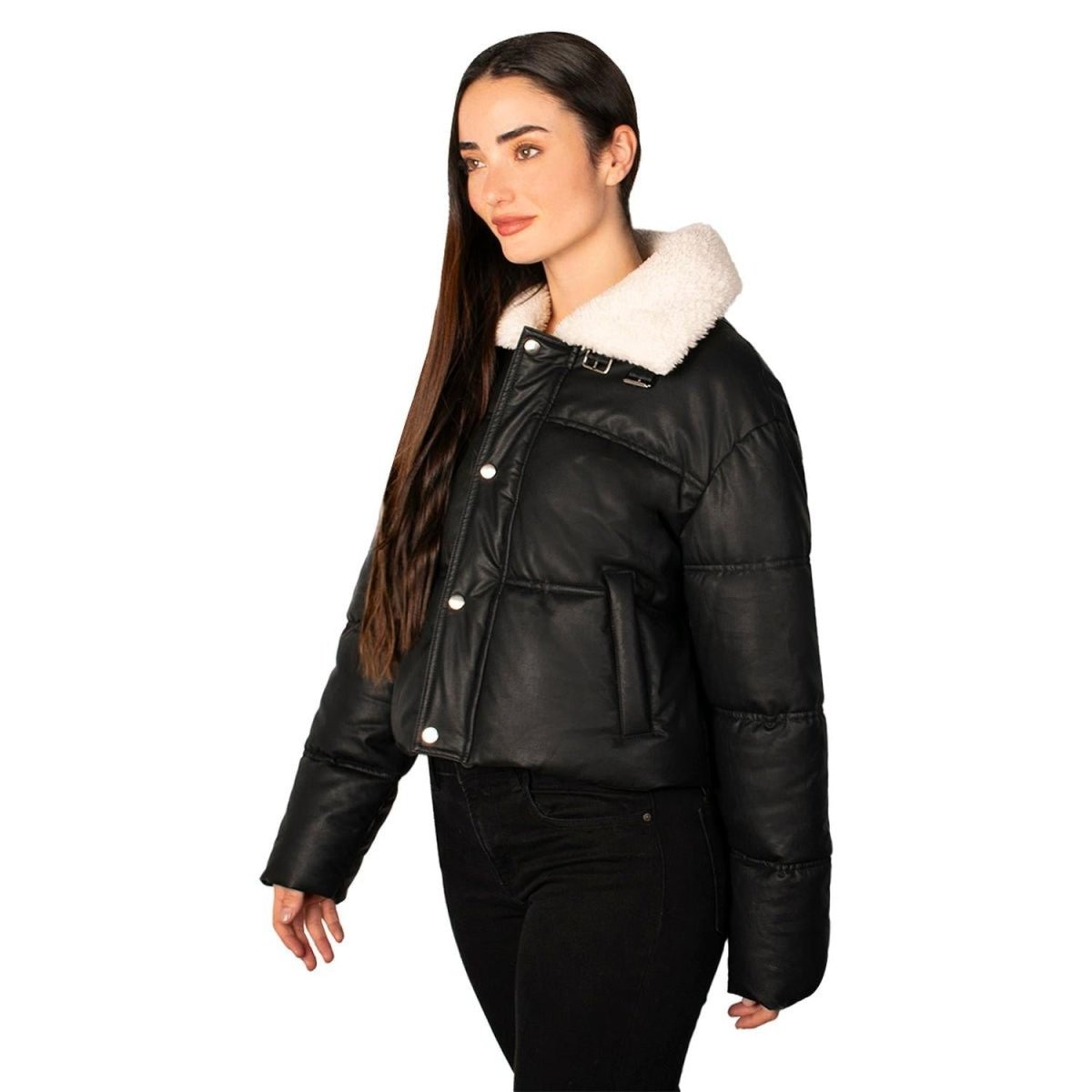 Jacket Vinil con Cuello de Peluche Greenlander Mujer - Greenlander