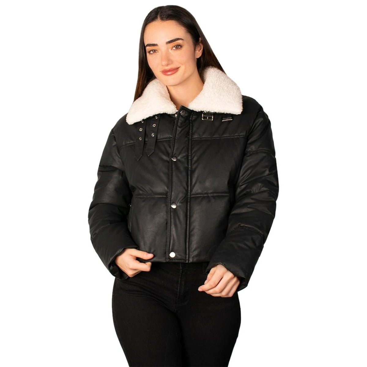 Jacket Vinil con Cuello de Peluche Greenlander Mujer - Greenlander