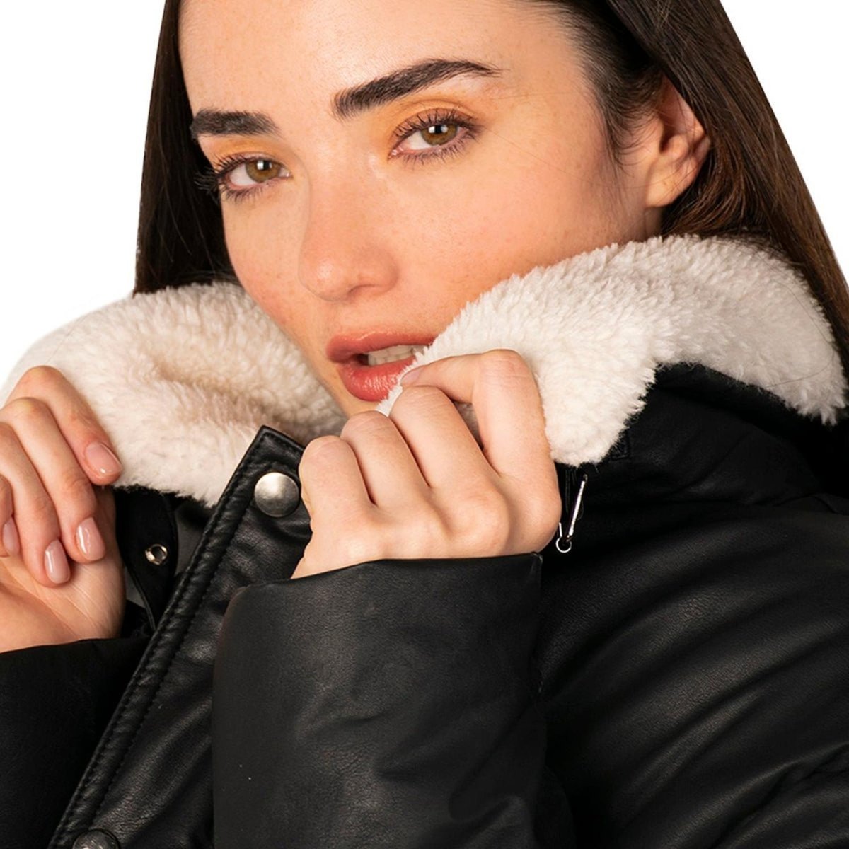 Jacket Vinil con Cuello de Peluche Greenlander Mujer - Greenlander