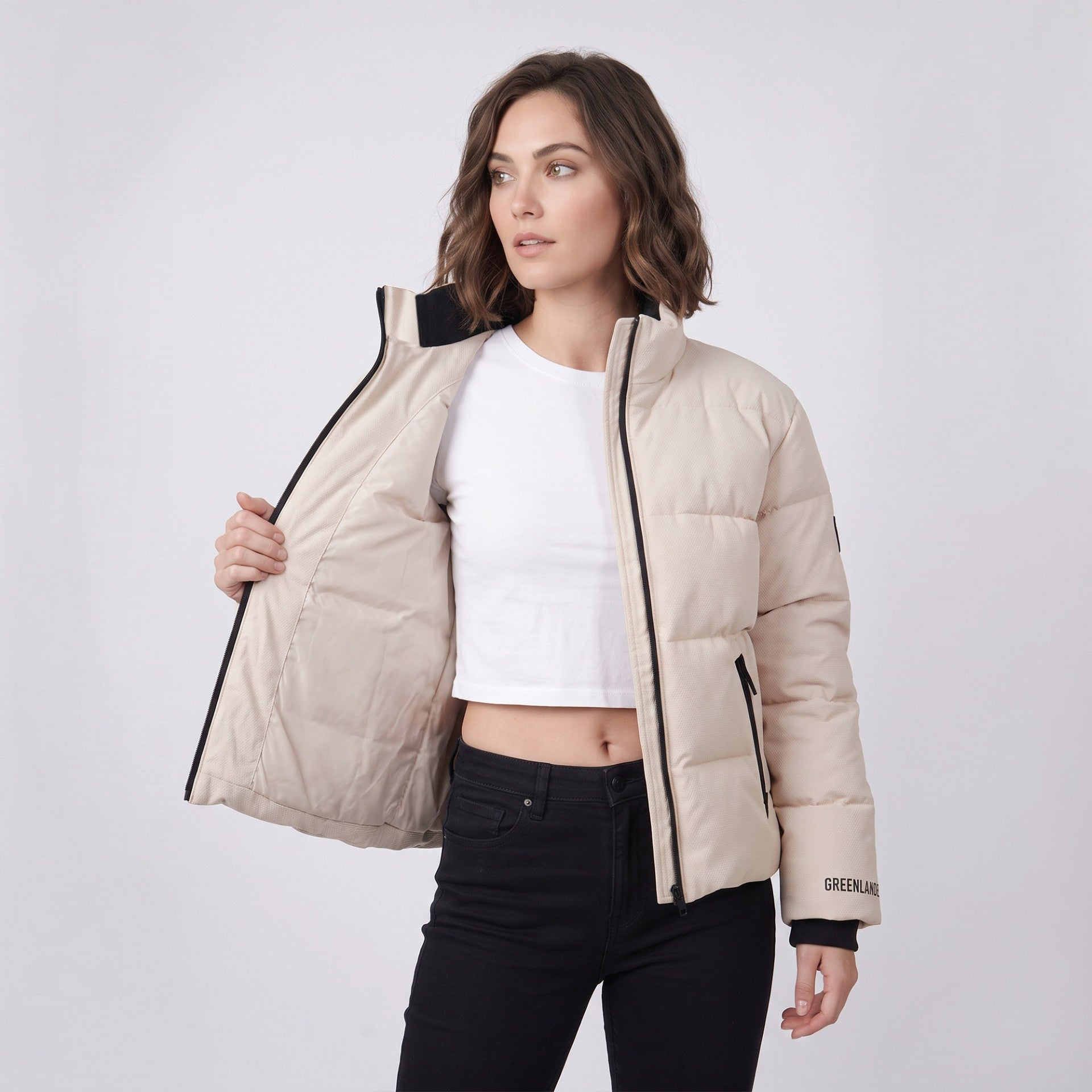 Chamarra Acolchada para Mujer con Cuello Alto y Bolsillos | Greenlander