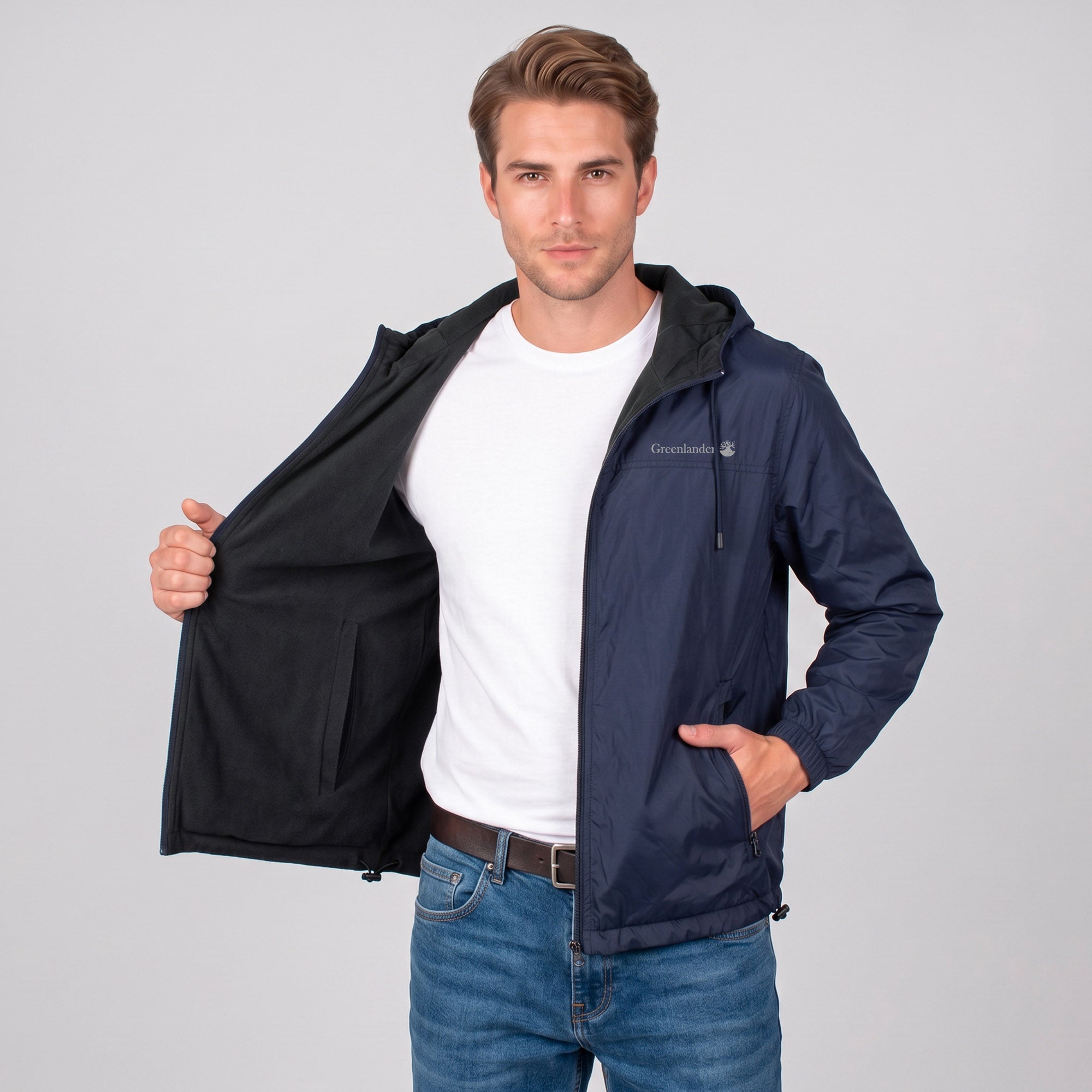 Chamarra Doble Vista para Hombre con Bolsillos y Cierre | Greenlander