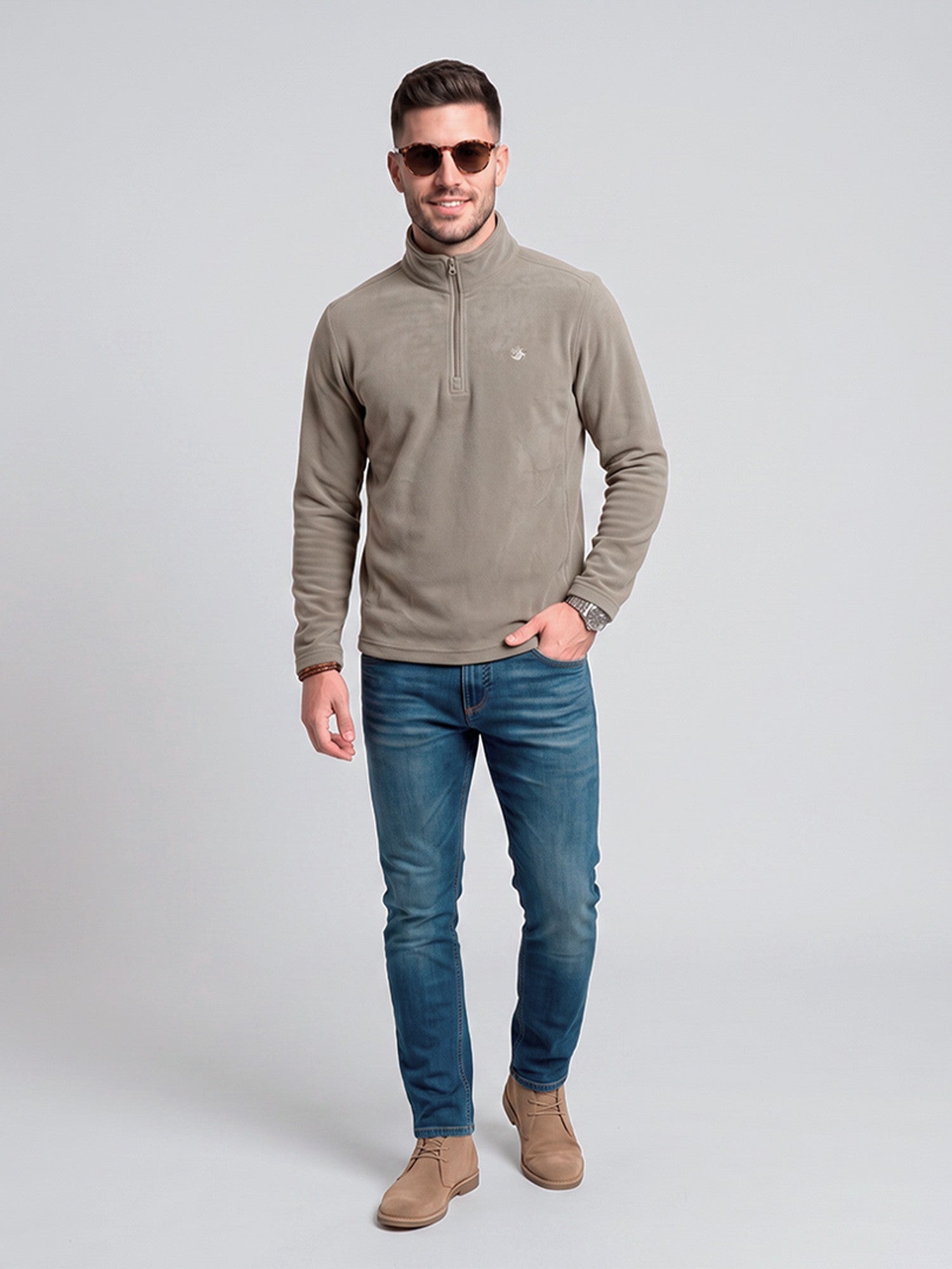 Sudadera Fleece para Hombre con Medio Cierre y Cuello Alto | Greenlander